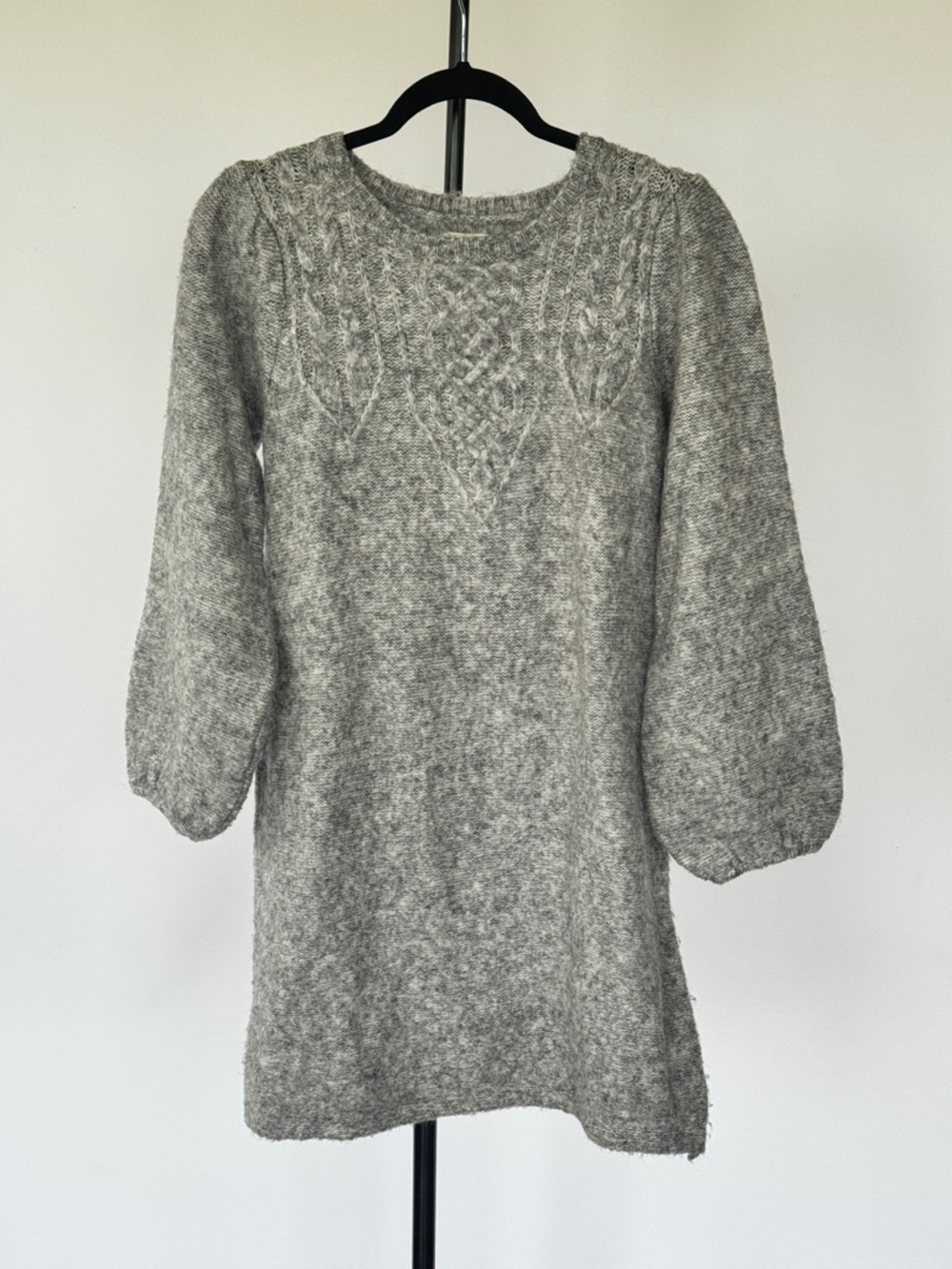 Max Studio Gray Cable-Knit Long Sleeve Sweater Dress